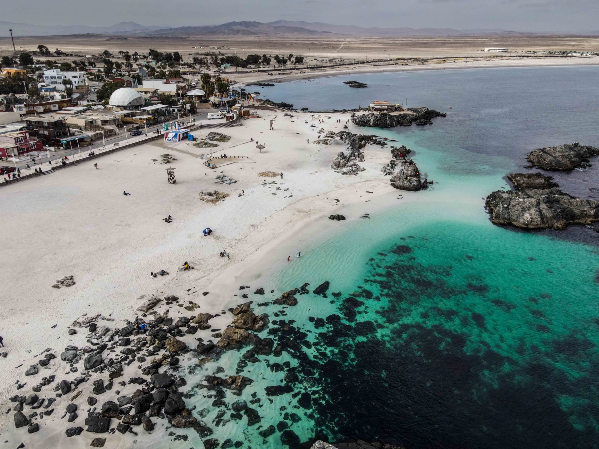 White-sand beach and turquoise water on the northern Chilean coast