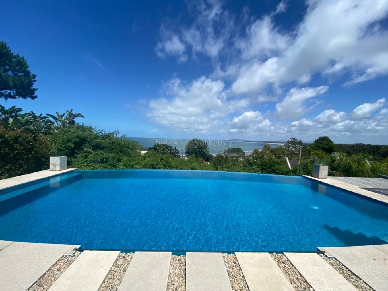 The pool in daylight with the panorama beyond